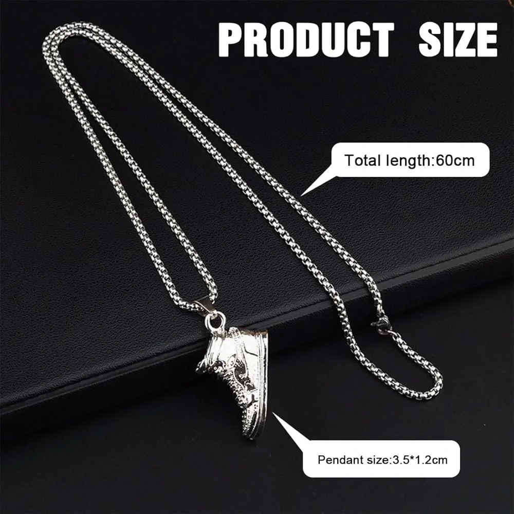 Air Jordan 1 Nike Silver Tone 3D Sneaker Pendant Necklace Hip Hop Streetwear